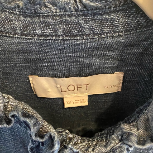 LOFT Denim Ruffle Top - Picture 5 of 5